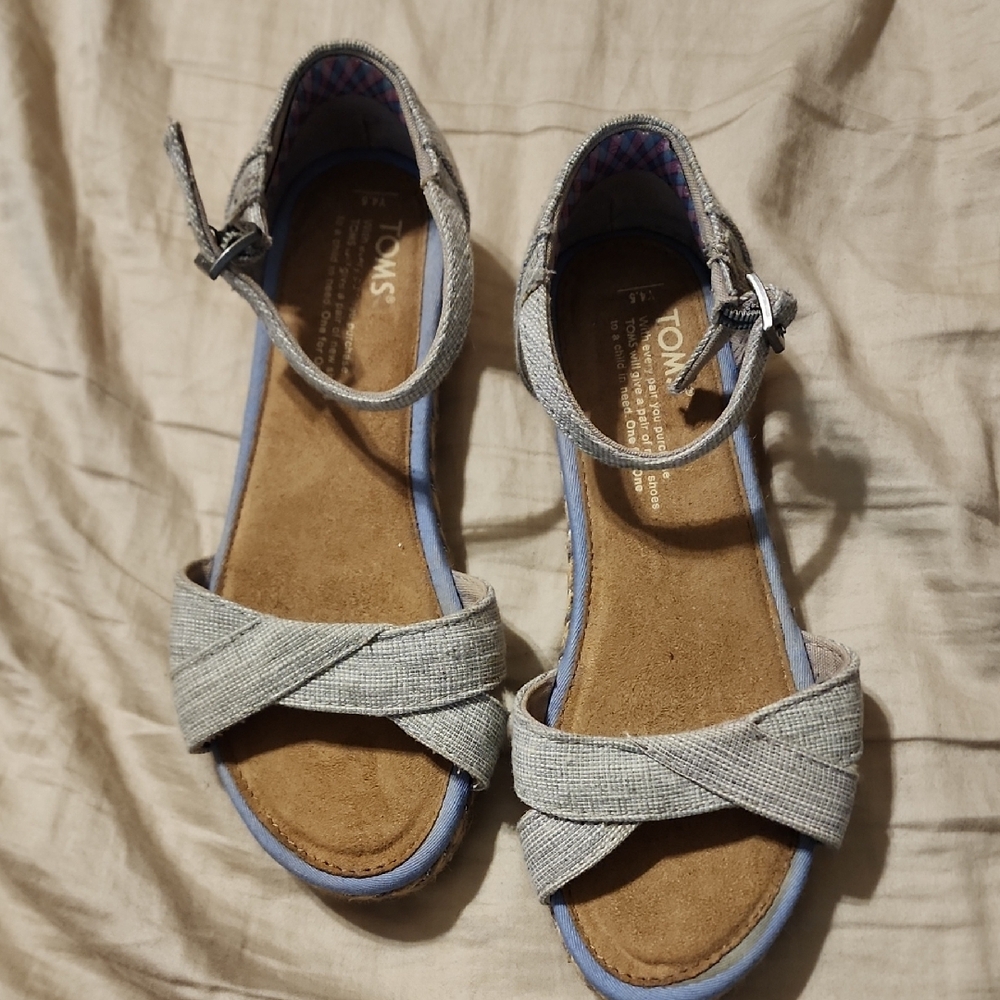 TOMS Gray and Blue Strappy Sandals